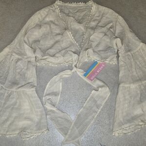 SHEIN Cream Tie-Front Bathing Suit Cover Up